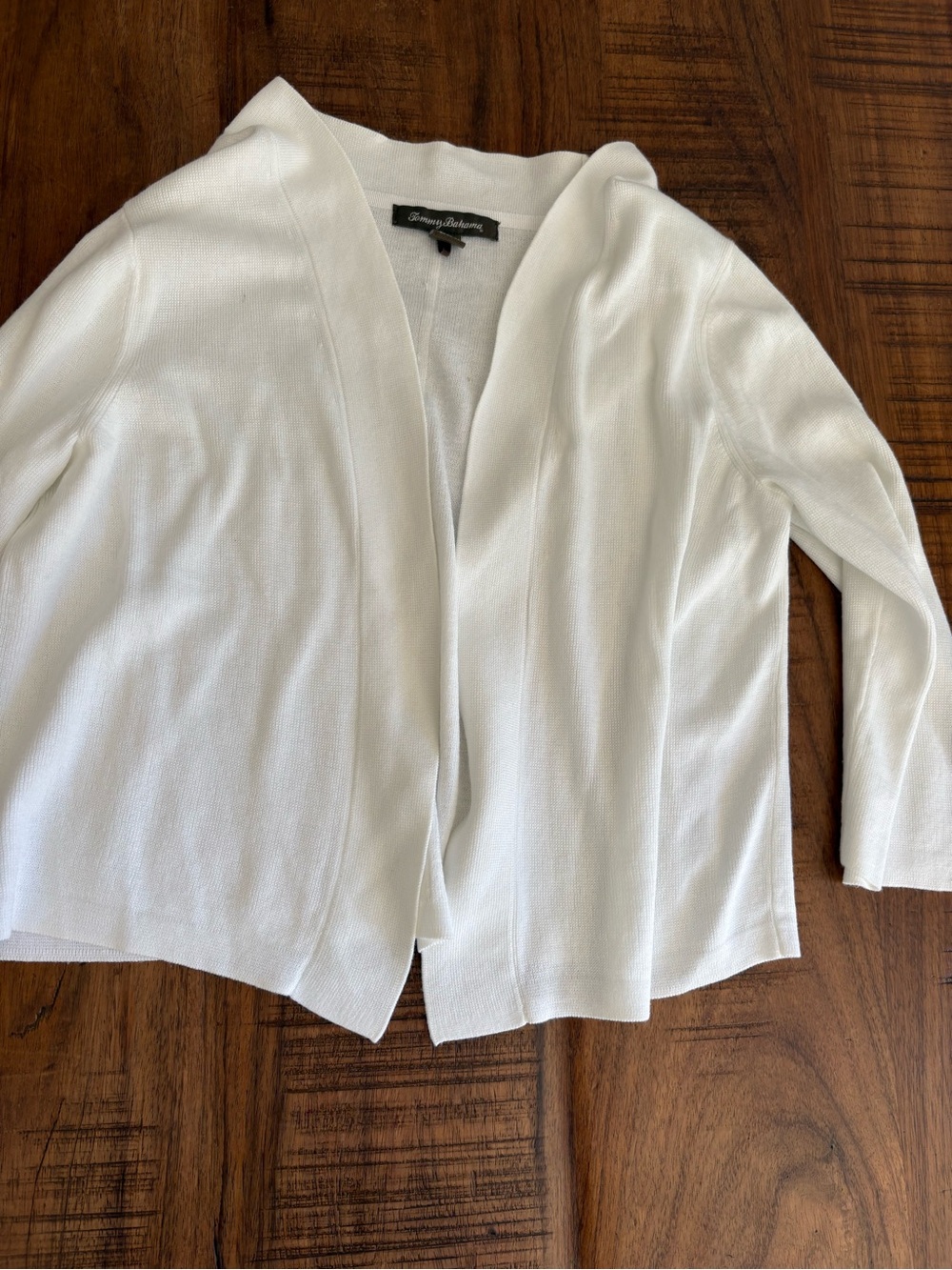 Tommy Bahama White Open-Front Cropped Lightweight Cardigan - Picture 3 of 6